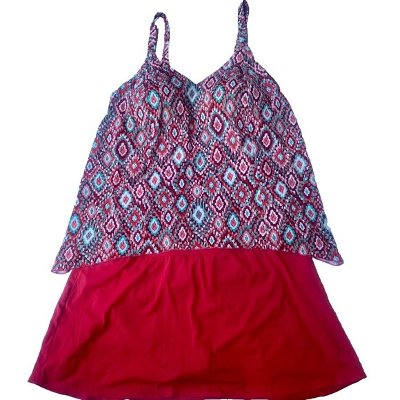 LOT-D & Co Beach Cover-Up AND Swimsuit Tankini Top & Swim Skirt Plus Sz 1X, 20W - Picture 2 of 16